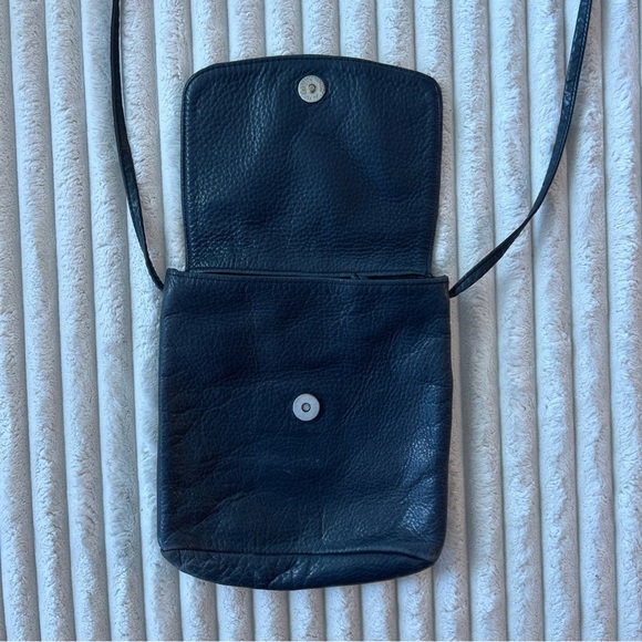 Libaire USA Made Vintage Pebble Black Leather Crossbody Bag Small - Picture 7 of 11